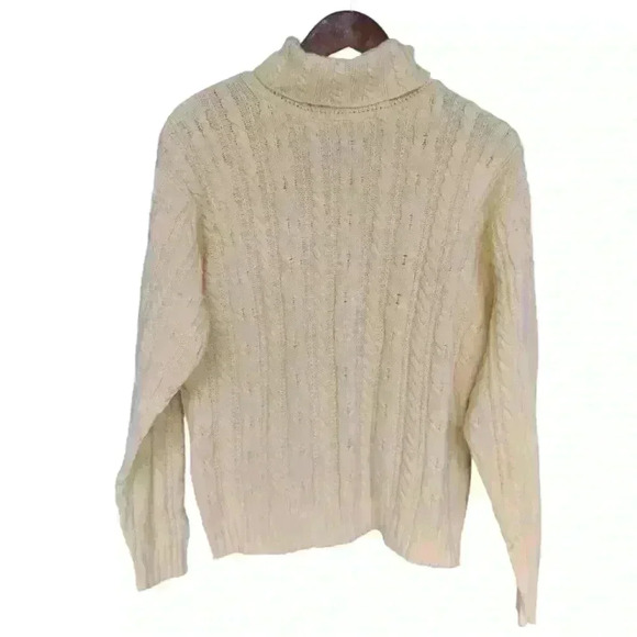 Talbots Cream Cable Knit Turtlneck - Picture 1 of 6